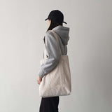 Corduroy simple line bag - ivory
