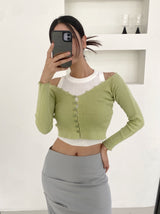イエロービーントップカーディガンツーピース/yellow bean top cardigan two-piece