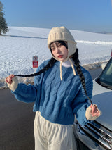 ミックスケーブルクロップウールニット