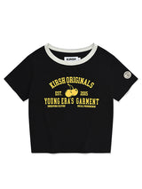 YOUTHHOSTEL GRAPHIC SEMI CROP T-SHIRT [BLACK]