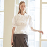 [LINE] Pintuck Pocket Blouse (Ivory) (6696641495158)