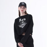 Renクロップスウェットシャツ/0 9 Ren crop sweatshirt - BLACK