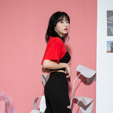 CMショートスリーブショルダークロップTシャツ/TOP(8607) CM Short Sleeve Shoulder Crop Tee