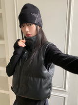 Debbie leather cropped padded vest