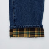 ワイドフィットロールアップチェックデニムパンツ/WIDE FIT ROLL-UP CHECK DENIM PANTS [6882]