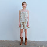 レースストラップノースリーブトップ (ウォールペーパー) / LACE STRAP SLEEVELESS TOP, BEIGE (WALL PAPAER)