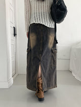 Parform Remedy Washing Long Denim Skirt