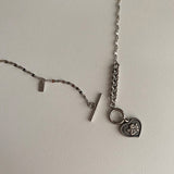 ハートエンジェルトグルバーボールドネックレス/ejj Heart Angel Toggle Bar Bold Necklace