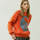 BULKY BRUSH PAISLEY SWEATER ORANGE
