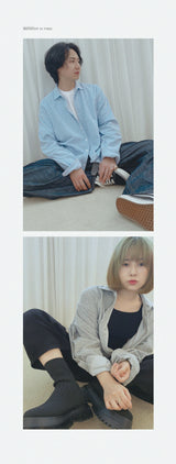 テリー コットン シャツ S104 / Terry Cotton shirt S104 Blue Melange