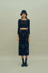 ケミカルウォッシュ風コーデュロイスカート / HIDE Slit Long Skirt (4606125572214)