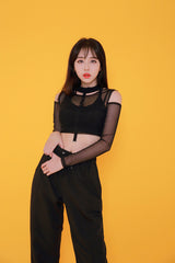 ショルダーメッシュクロップTシャツ / TOP(7807) Shoulder Mesh Crop Tee