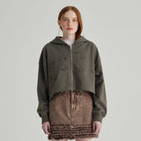 KHAKI EDGE LOGO HOOD ZIP-UP