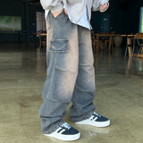 Fake cargo denim pants