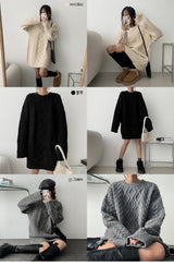 Merne Thick Fisher Twisted Knit Dress