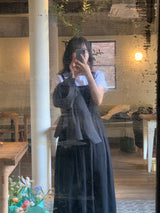 ポエムバックリボンスリムノースリーブドレス / Poem Back Ribbon Slim Sleeveless Dress(2 colors)