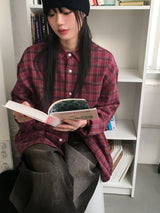 [UNISEX] Dickes Vintage Check Brushed Outer Long Sleeve Shirt