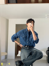 LMN Hey Two Pocket Line Denim Shirt (4 colors)