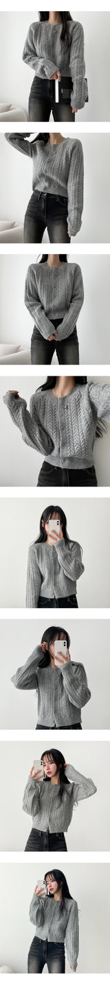 [Wool 10] Rina Twisted Knitted Cropped Cardigan