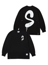 22 SPRAY OVERSIZED LONG SLEEVES T-SHIRTS WHITE / BLACK (6685267591286)