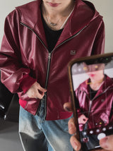 【PREMIUM/MADE】ナットレザーラベルクロップフードジャンパー