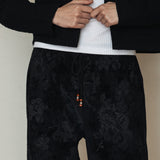 フラワーコーデュロイバンディングパンツ/FLOWER CORDUROY BANDING PANTS_BLACK
