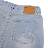 CHERRY SPAN SLIM-FIT DENIM PANTS [LIGHT BLUE]