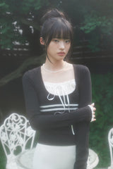 レースリボントップ (BLACK)