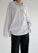 ワッフルアイレットカラーTシャツ/Waffle Eyelet Collar T-shirt (2color)