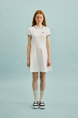スモールチェリーフレアーピケドレス／SMALL CHERRY FLARED PIQUE DRESS [WHITE]