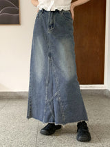 トティAラインバックスリットロングデニムスカート / Toti A-line back slit long denim skirt