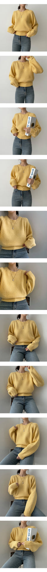 ガーリングラグランハーフクロップドラウンドニットウェア / Garing Raglan Half Cropped Round Knitwear