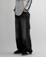 Brush black denim pants