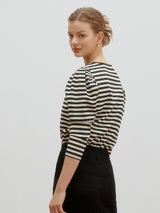 Ribbed  puff top - Black (6682209648758)