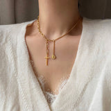 クロスコイン2WAYボールドショートロングネックレス / soe Cross Coin Two Way Bold Short Long Necklace