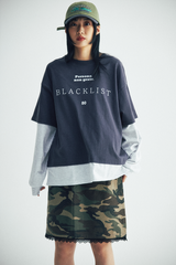 ブラックリストレタリングレイヤードTシャツ