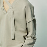 vネックレイヤードストリングピアススウェット / v-neck layerd string pierced mtm mocha