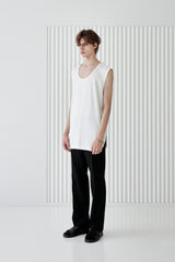 MODAL LENGTHY SLEEVELESS T-SHIRT WHITE (6566880575606)