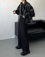 GMレザーバルーンショートジャケット/GM leather balloon short jacket (1 colors)