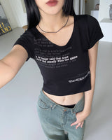ネームレタリングプリントクロップショートスリーブTシャツ