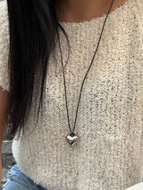 ボールドハート レザーネックレス
