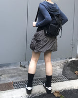 ストライプ2wayクロップフードジップアップ