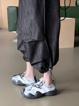 [フェードなし] ストリング ツーウェイ ワイド デニム ショートパンツ パンツ/ [NONE FADE] Seulti String Two-Way Wide Denim Shorts Pants