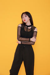 ショルダーメッシュクロップTシャツ / TOP(7807) Shoulder Mesh Crop Tee
