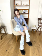 デニムプリーツスカートウォーマーセット/[Aespa Karina] 737. Denim pleats sk warmer set