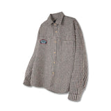 Bluesf Waffle Checkered Oversized Fit Shirt - BEIGE & BLACK