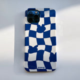 Checkerboard Blue Iphone Bumper case (6674346836086)