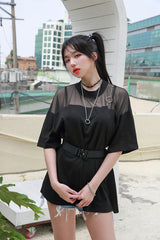 チェーンメッシュボックスTシャツ/TOP(8101) chain mesh box tea