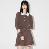 Haley Collar Knit Cardigan [BROWN] (6638359085174)