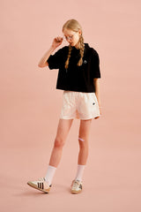 モノチェリークロップ丈ピケ／MONO CHERRY CROP PIQUE [BLACK]